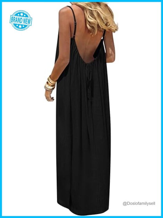 Dresses & Skirts - Backless Cami Maxi Sundress Spaghetti Strap Long Lounge Beach Vacation Dress